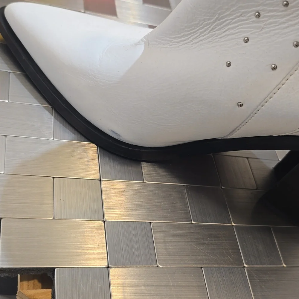 Sigerson Morrison Kalie White Studded Western ‎ Ankle Boots